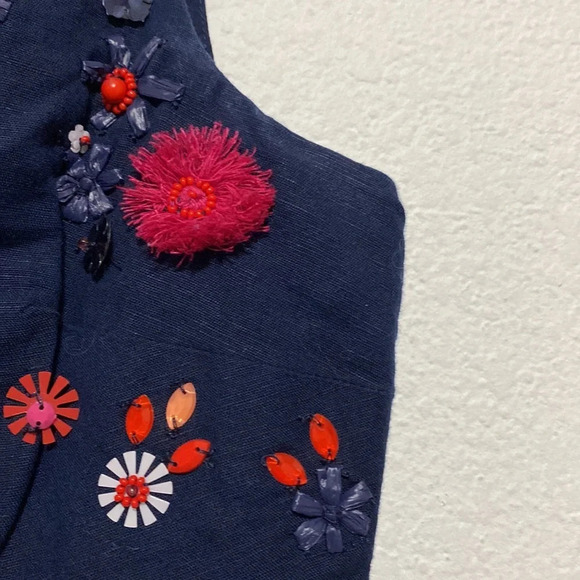 J.Crew Hand-Embellished Linen Blend Multicolor Peplum Top Size 0 - Picture 5 of 8